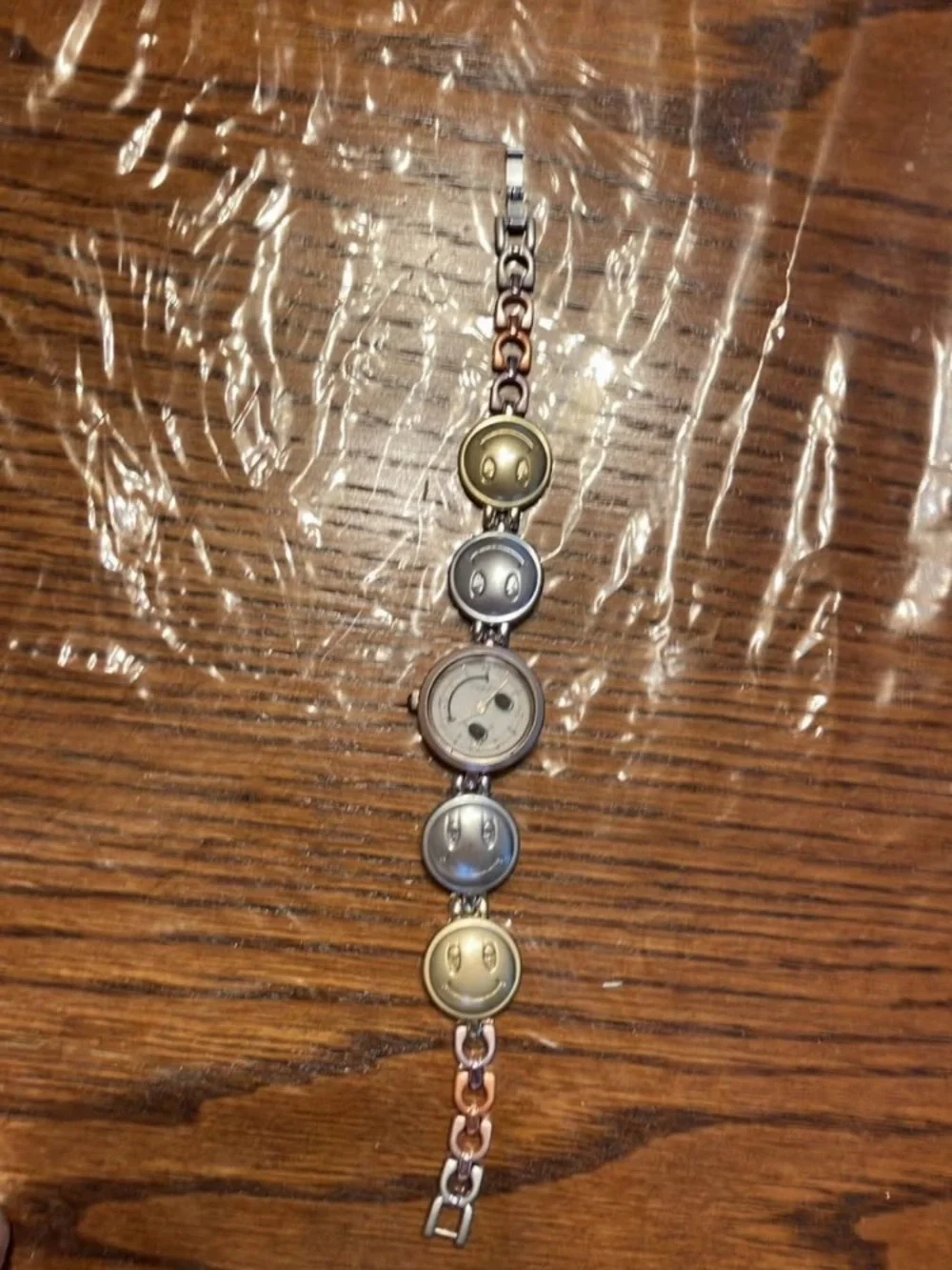 Silver Tone Smiley Face Bracelet Watch - Silver